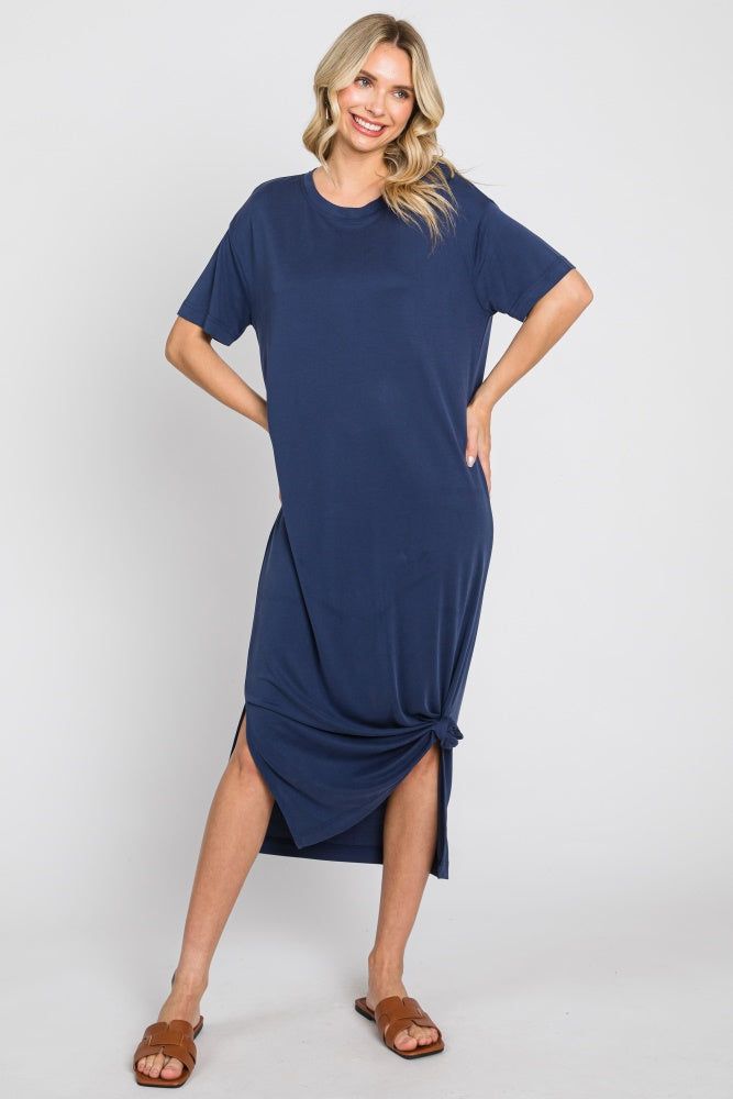 Navy Shift Maternity Midi Dress sold by Pinkblush product image thumbnail 5