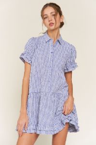 Blue Button Down Baby Doll Mini Dress sold by Pinkblush