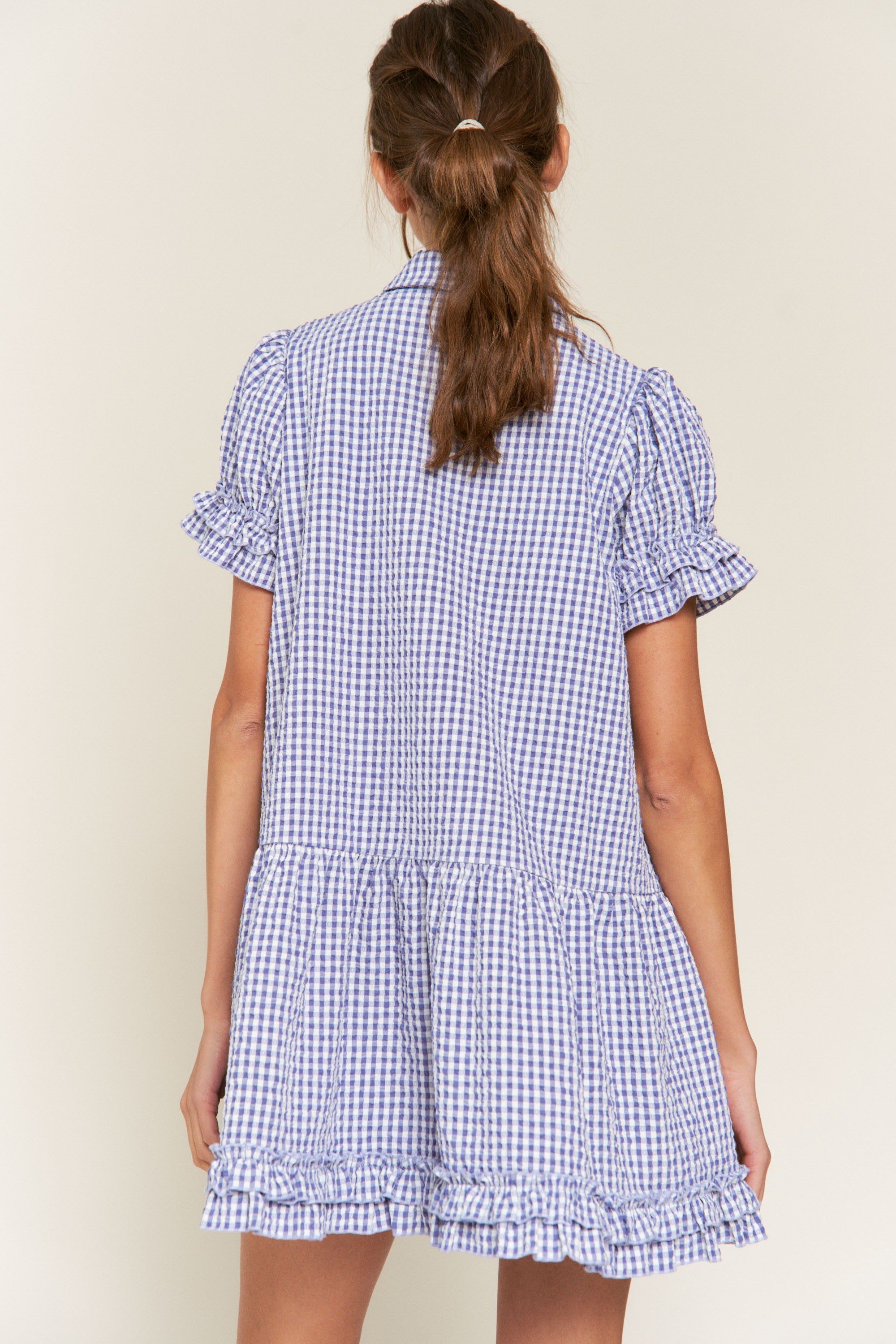 Blue Button Down Baby Doll Mini Dress sold by Pinkblush product image thumbnail 4