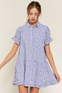 Blue Button Down Baby Doll Mini Dress sold by Pinkblush