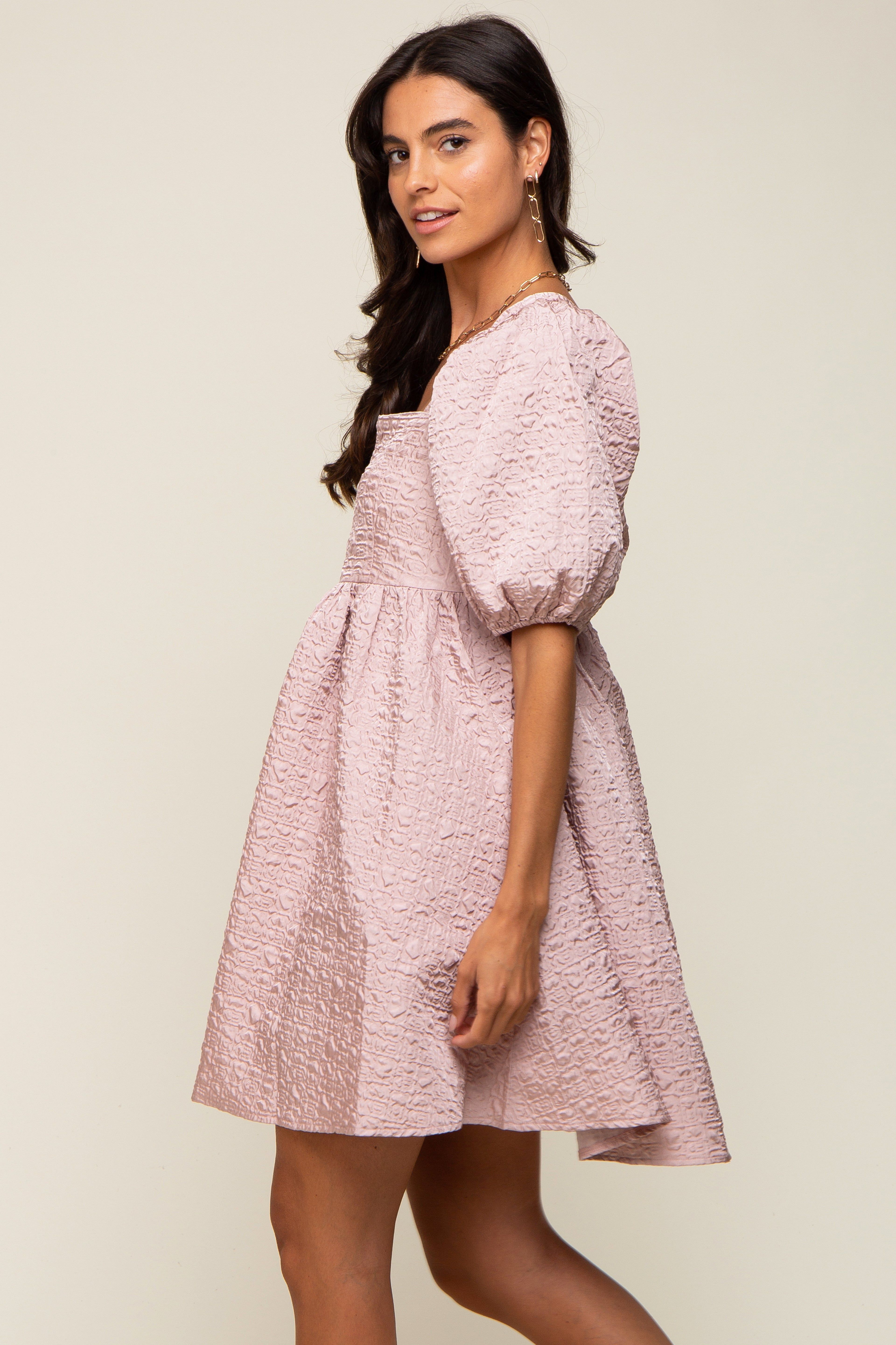 Light Pink Textured Pleated Dress sold by Pinkblush product image thumbnail 3