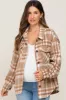 Light Mocha Plaid Front Pocket Maternity Shacket sold by Pinkblush