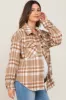 Light Mocha Plaid Front Pocket Maternity Shacket sold by Pinkblush