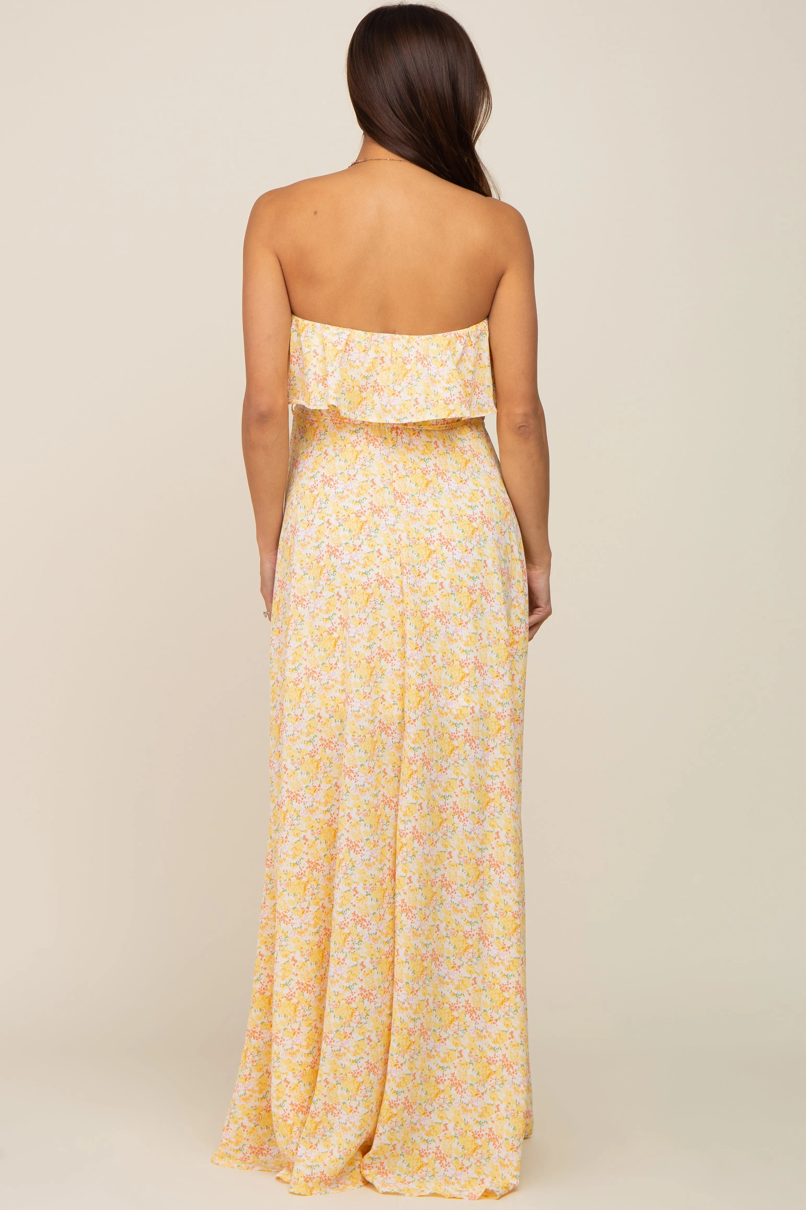 Yellow Floral Sleeveless Maternity Maxi Dress sold by Pinkblush product image thumbnail 4