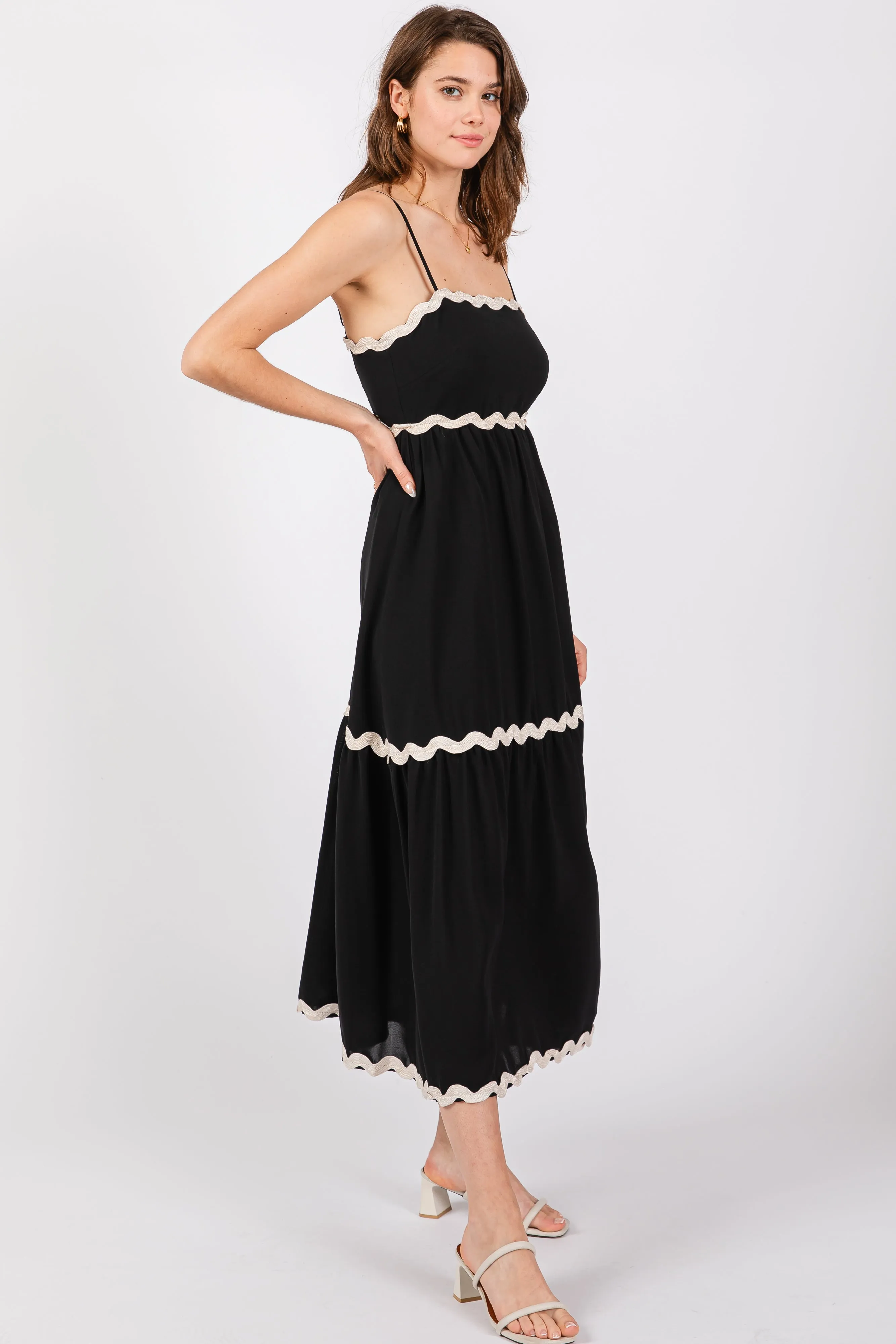 Black Colorblock Trim Midi Dress sold by Pinkblush product image thumbnail 2