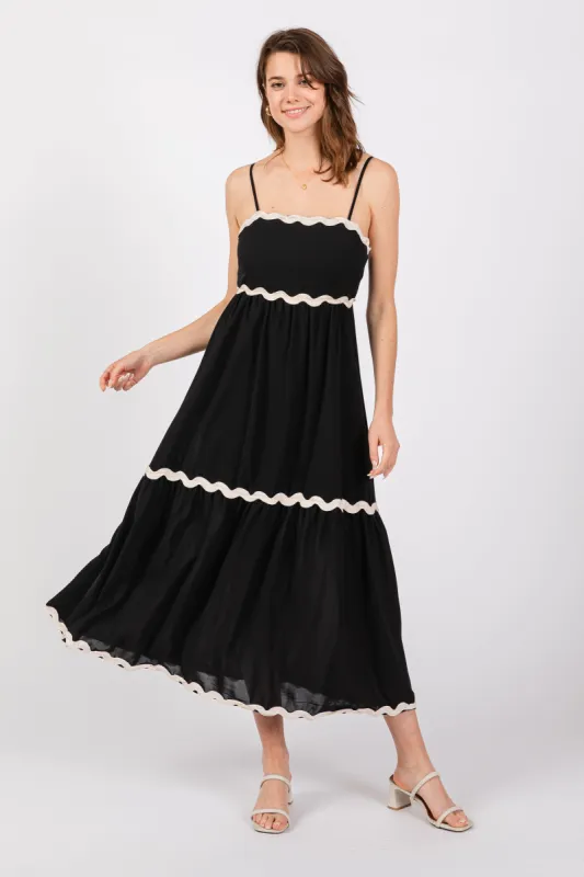 Black Colorblock Trim Midi Dress sold by Pinkblush