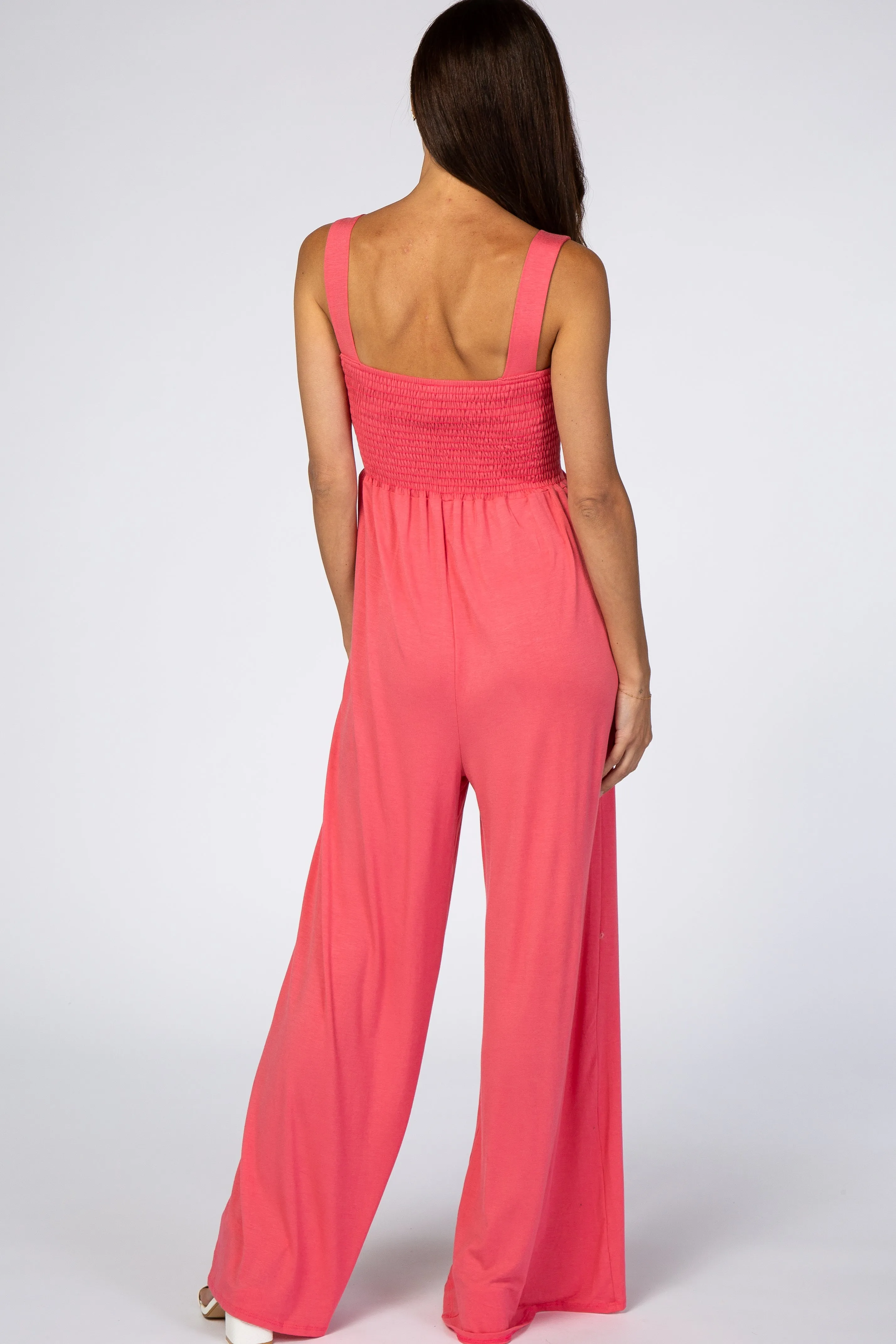 Coral Sleeveless Wide Leg Jumpsuit sold by Pinkblush product image thumbnail 3