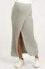 Gray Ribbed Knit Wrap Maternity Maxi Skirt sold by Pinkblush
