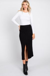 Black Ribbed Maternity Maxi Skirt sold by Pinkblush