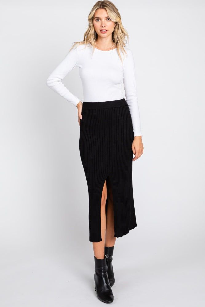 Black Ribbed Maternity Maxi Skirt sold by Pinkblush product image thumbnail 6