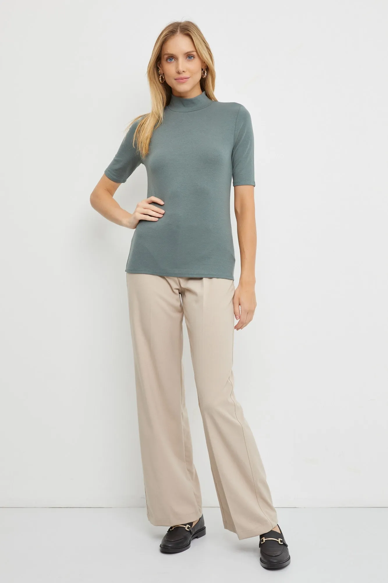 Olive Short Sleeve Turtleneck Maternity Top sold by Pinkblush product image thumbnail 5