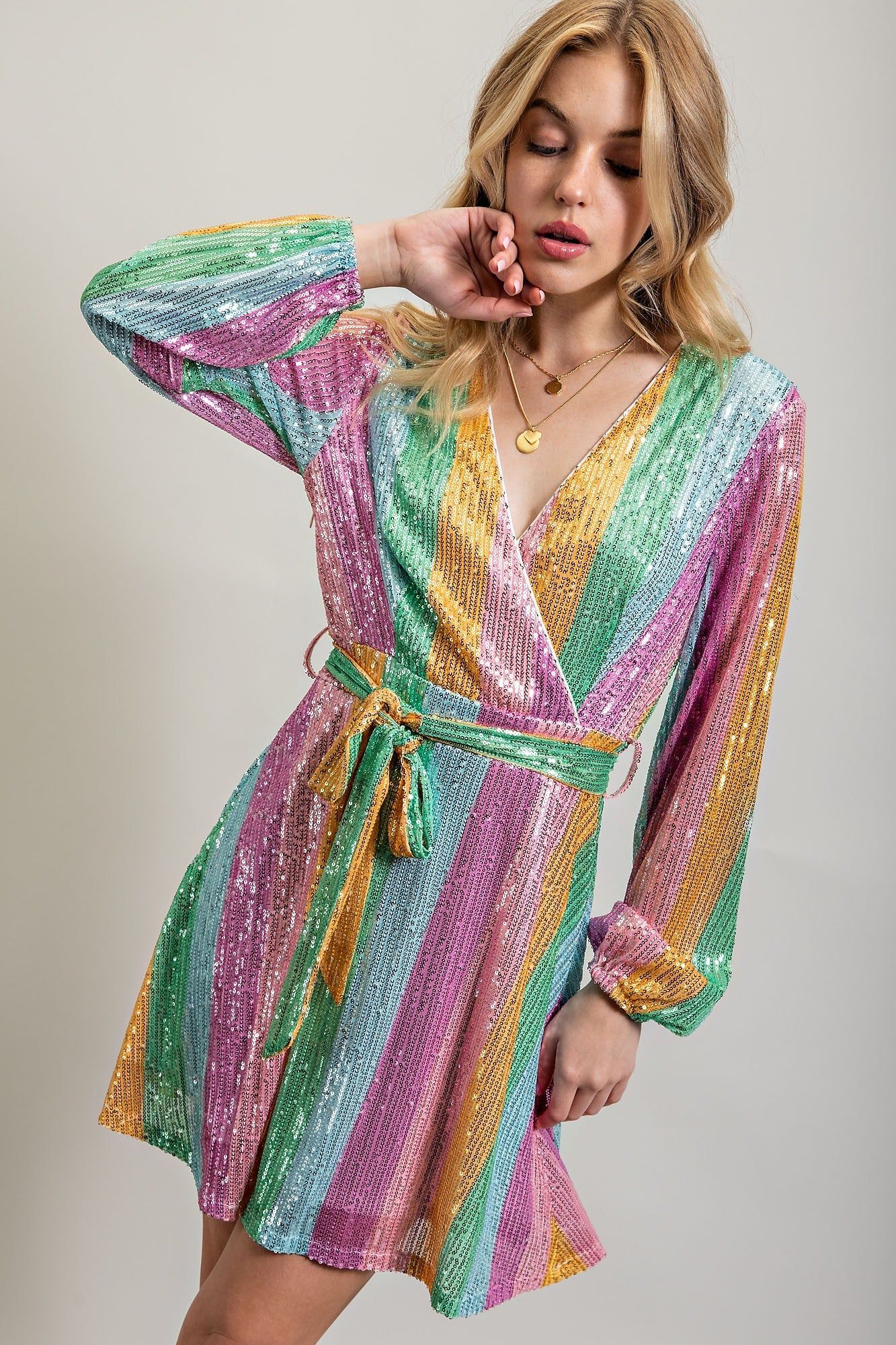 Rainbow Mini Flare Dress sold by Pinkblush product image thumbnail 2