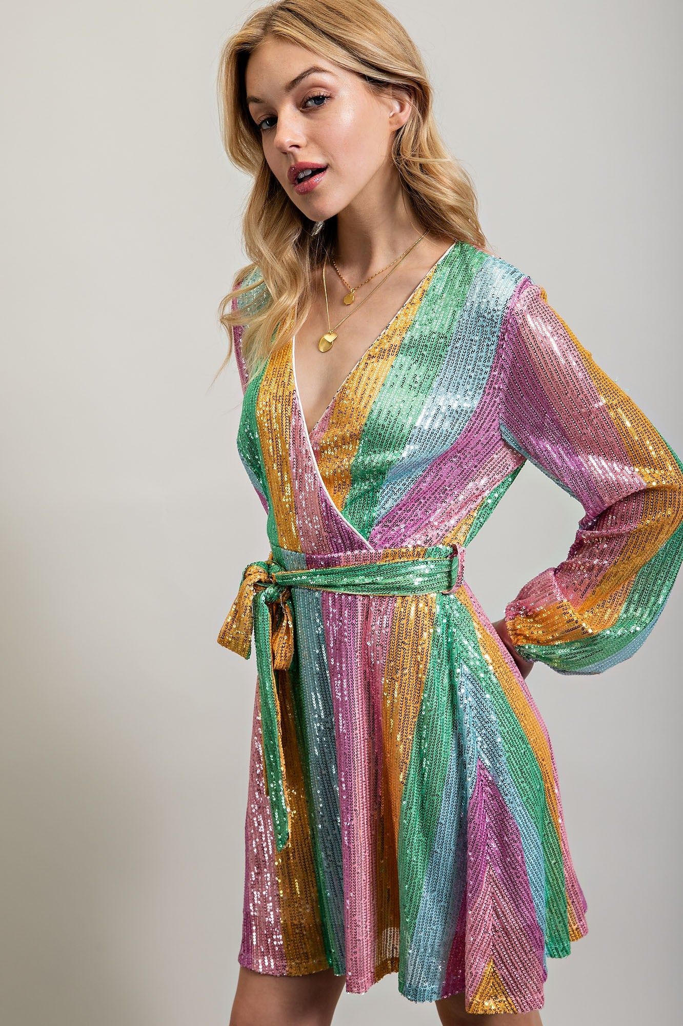 Rainbow Mini Flare Dress sold by Pinkblush product image thumbnail 3