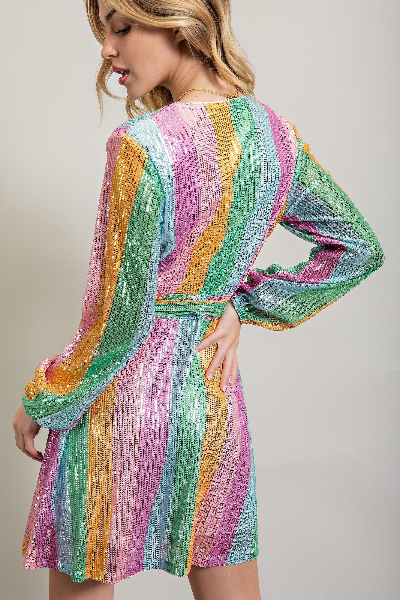 Rainbow Mini Flare Dress sold by Pinkblush product image thumbnail 4
