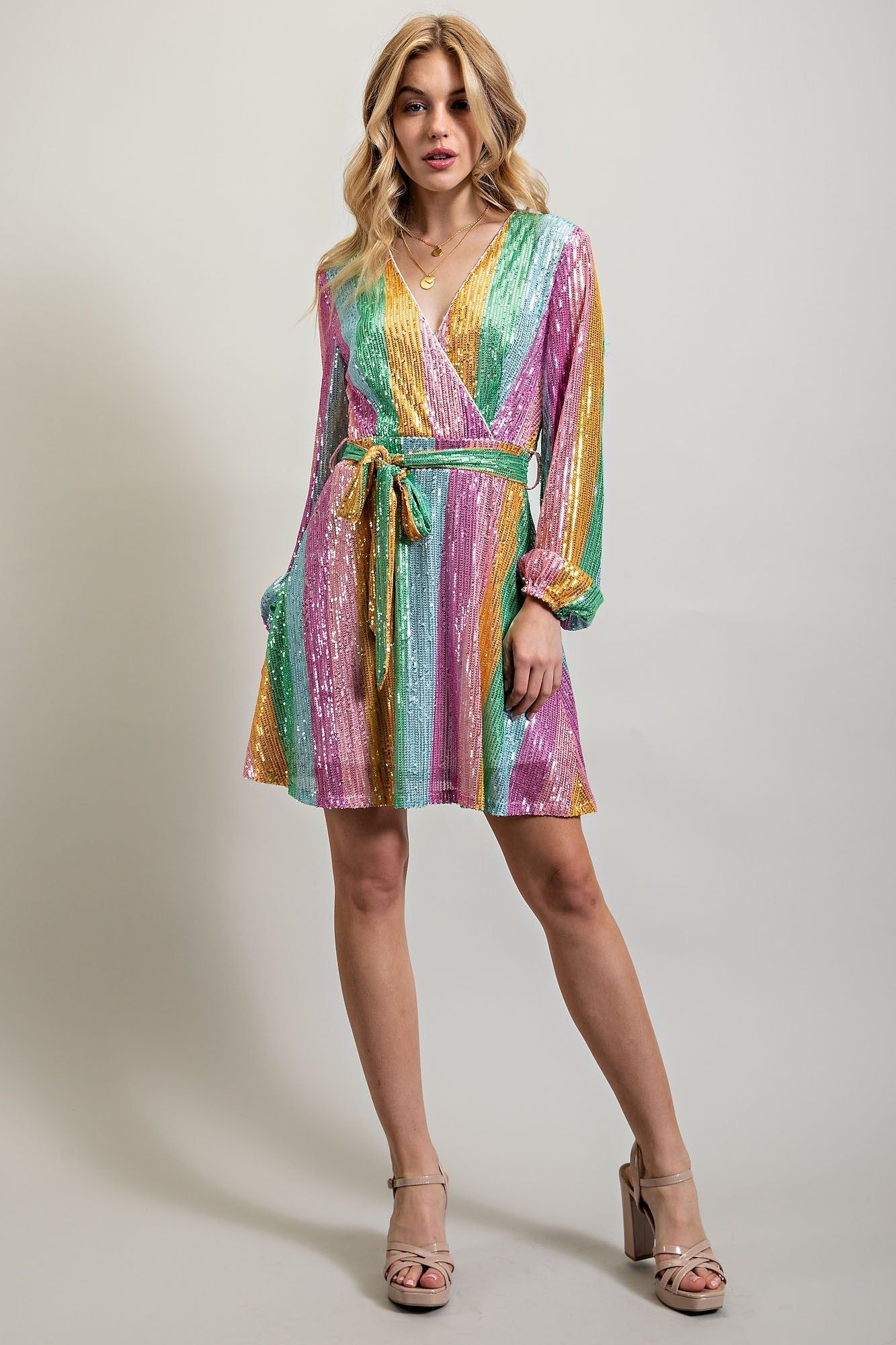 Rainbow Mini Flare Dress sold by Pinkblush