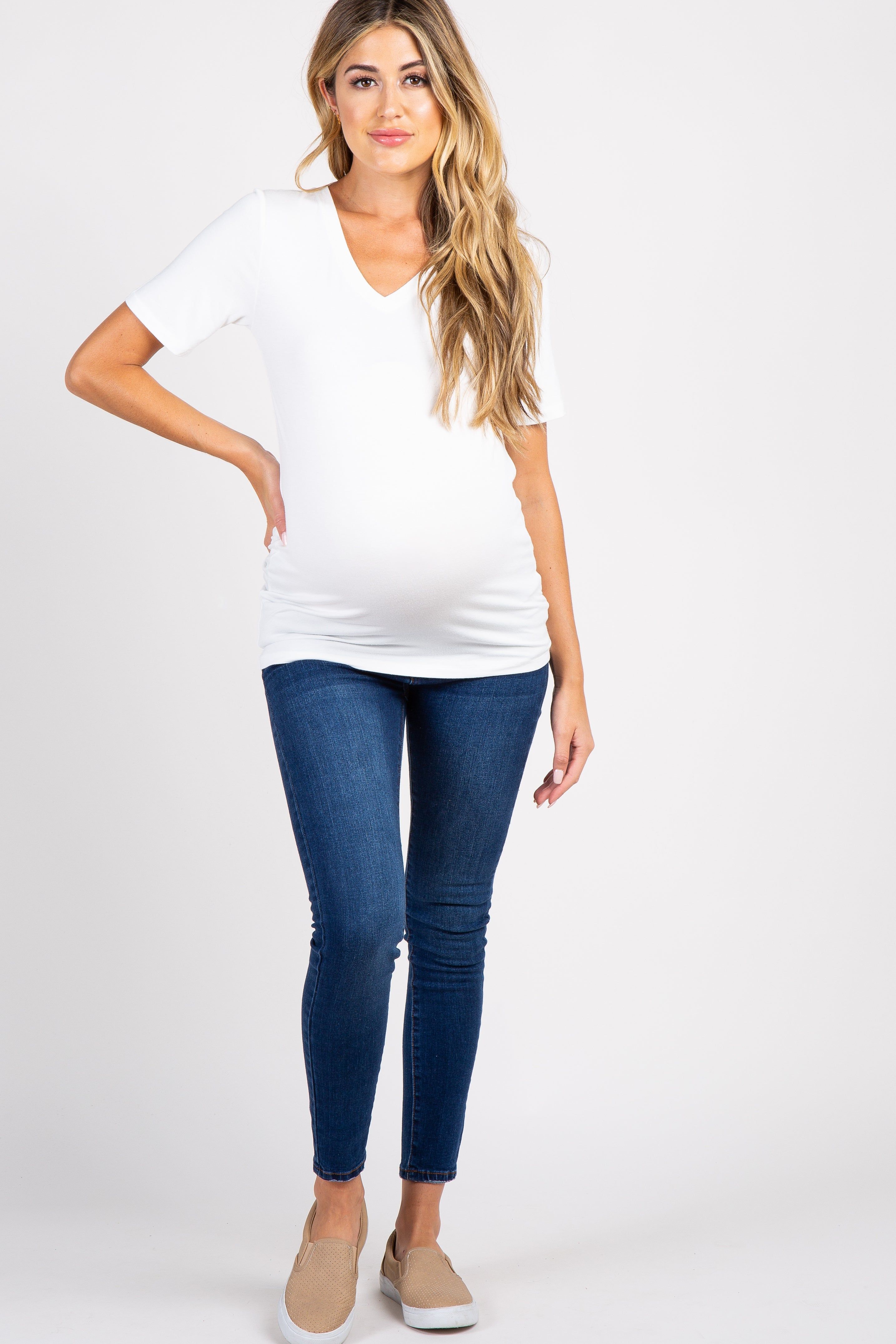 Ivory Basic V-Neck Maternity Top sold by Pinkblush product image thumbnail 4
