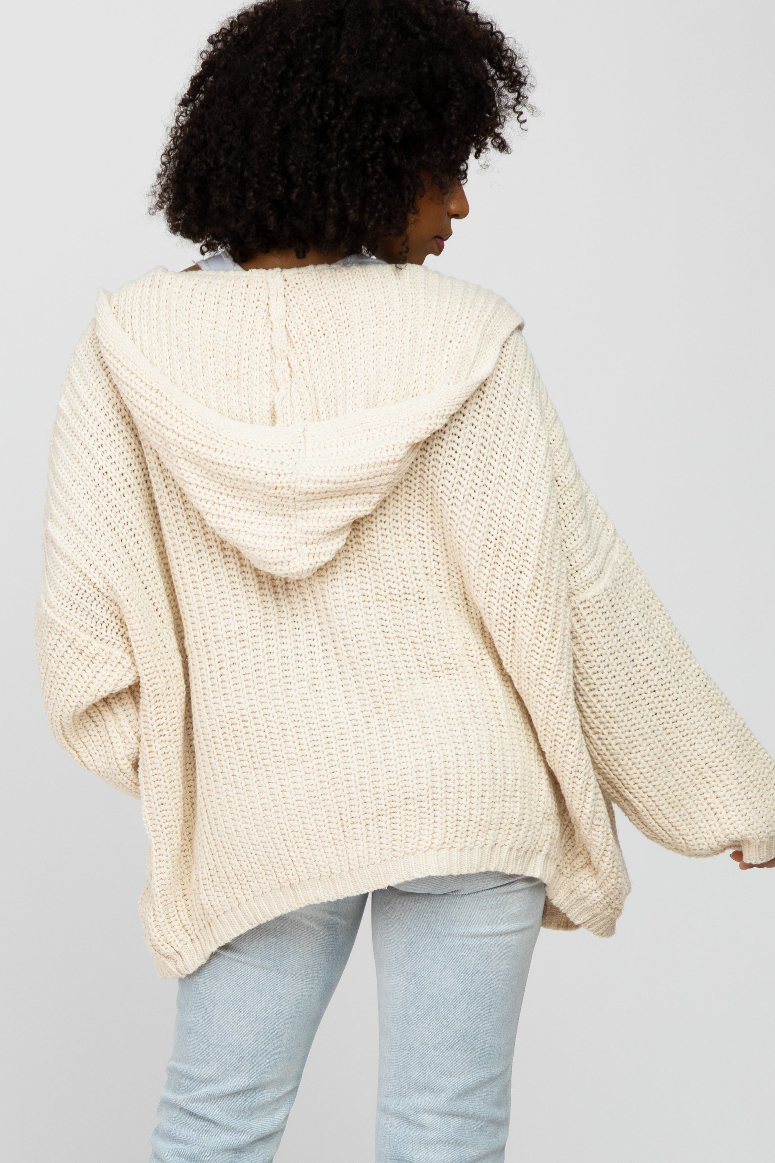 Beige Cable Knit Hooded Cardigan sold by Pinkblush product image thumbnail 4