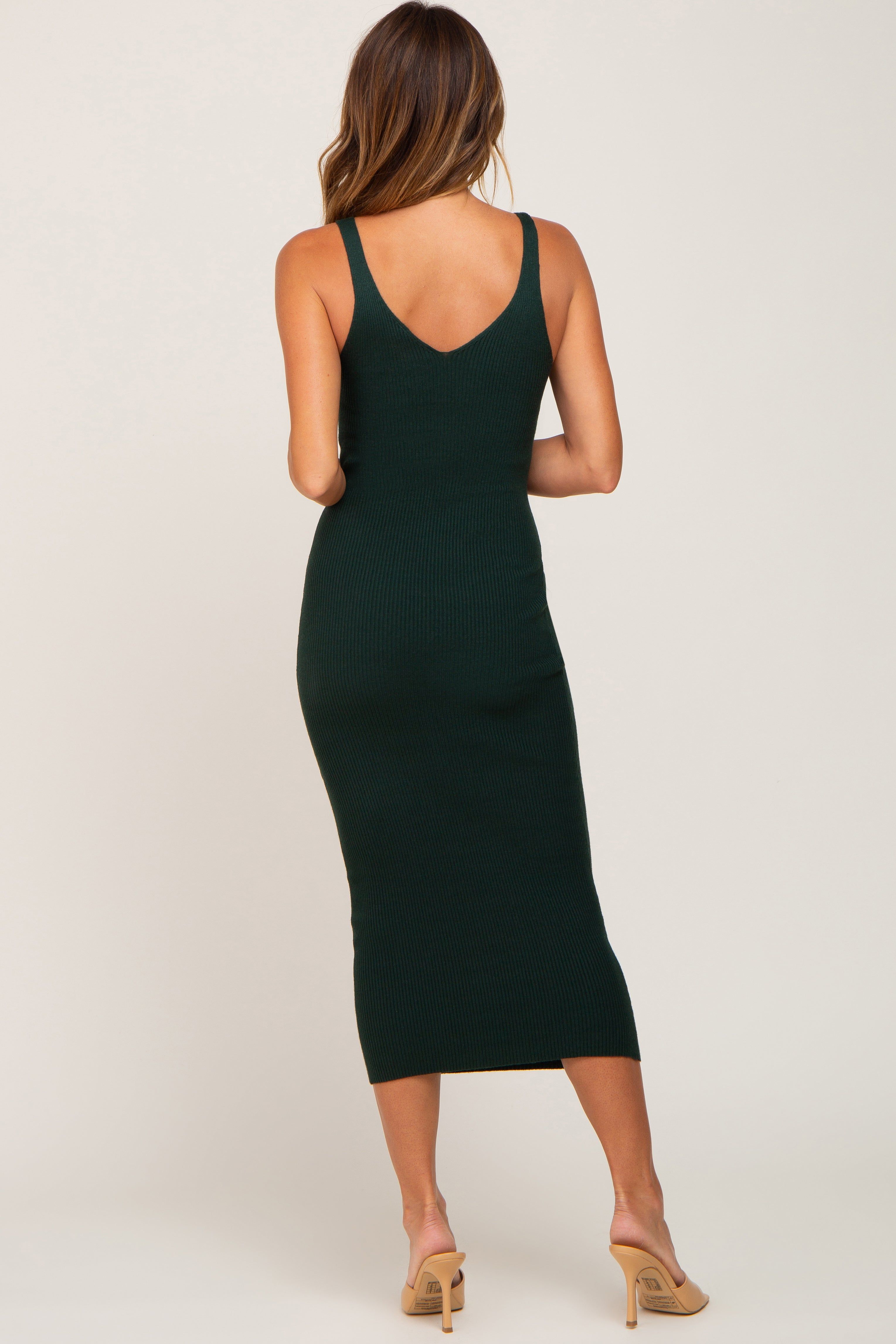 Forest Green Sleeveless V-Neck Sweater Dress sold by Pinkblush product image thumbnail 3