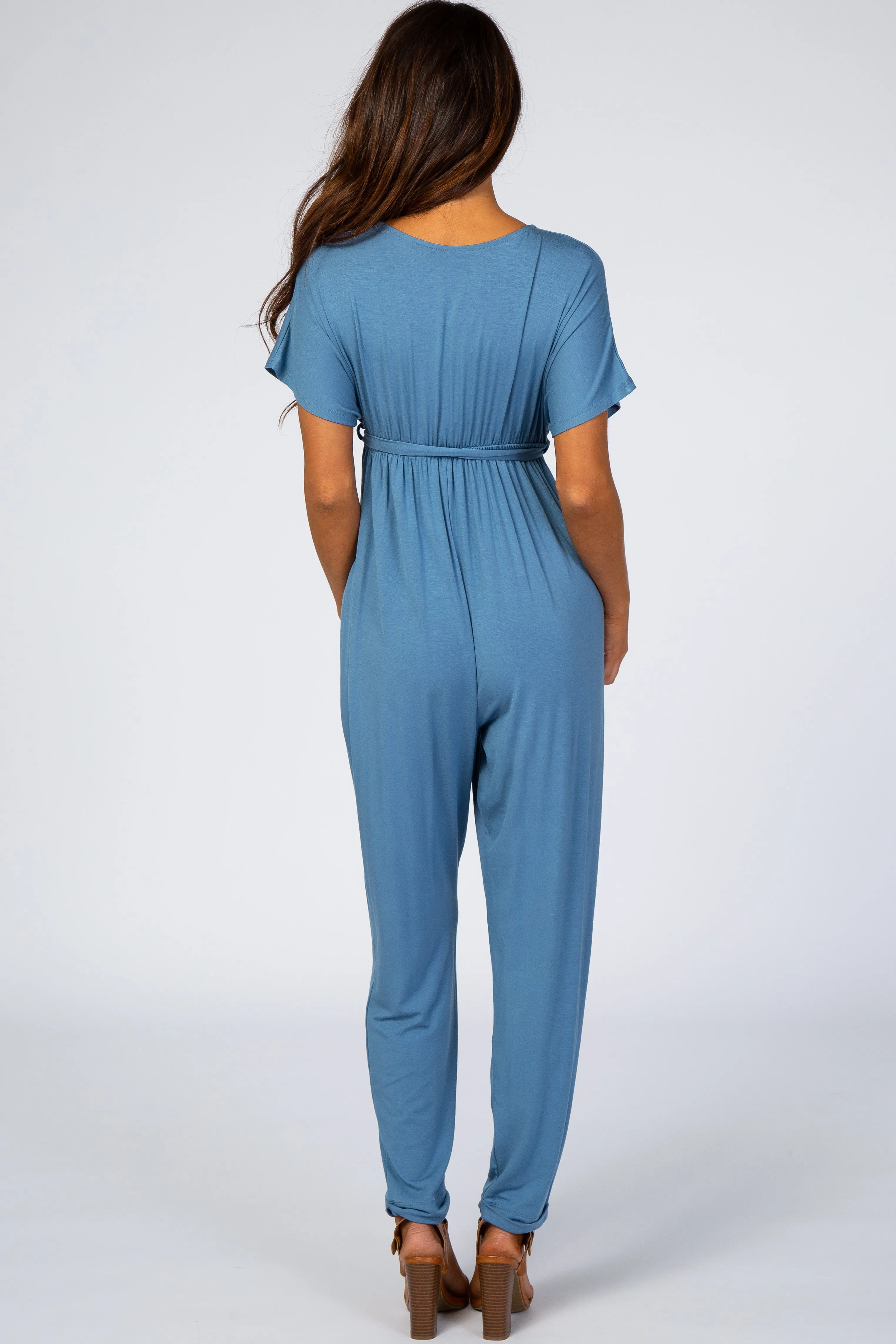 Blue Wrap Tie Jumpsuit sold by Pinkblush product image thumbnail 3