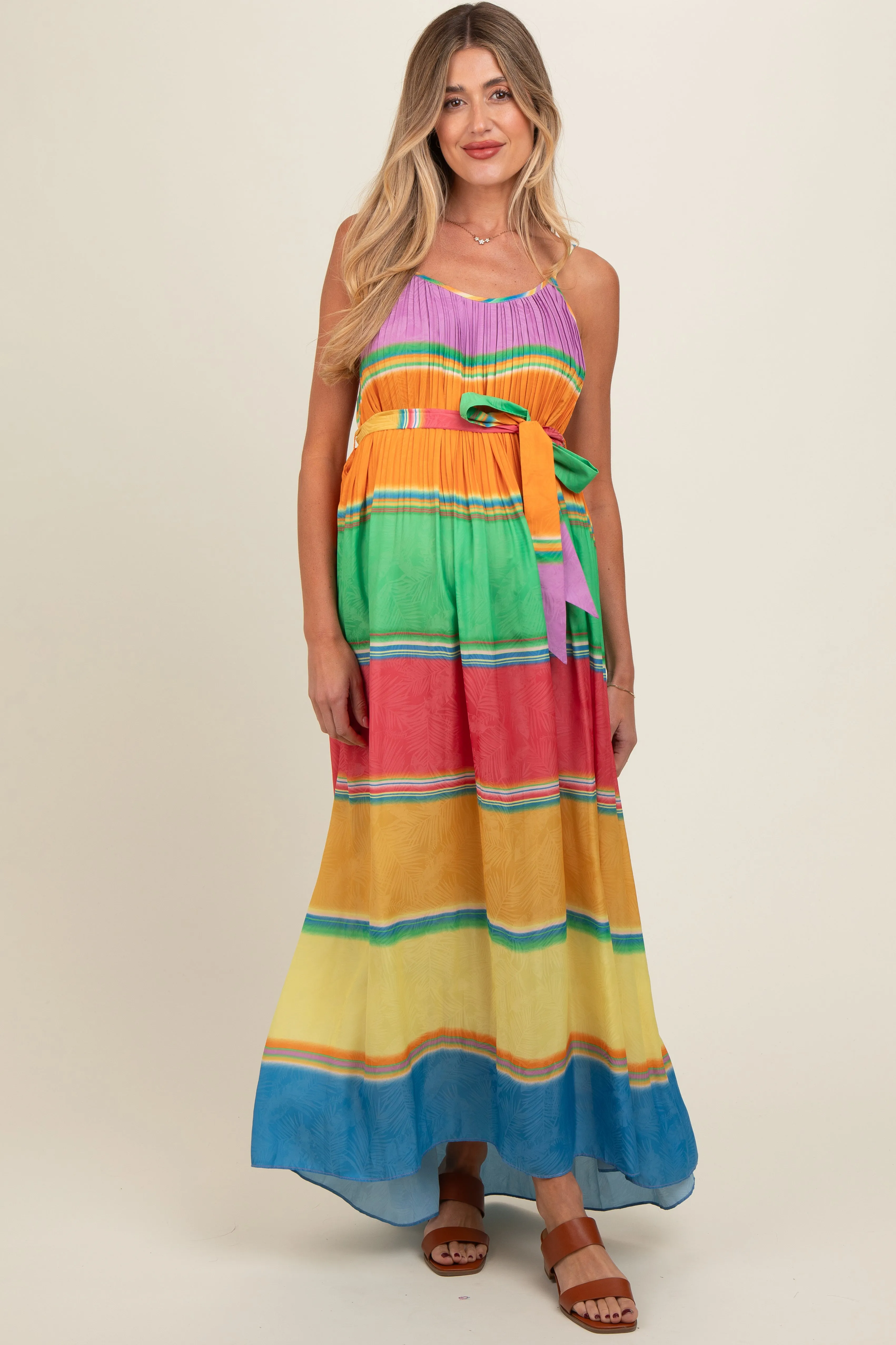 Multi Color Self Tie Adjustable Strap Maternity Dress sold by Pinkblush