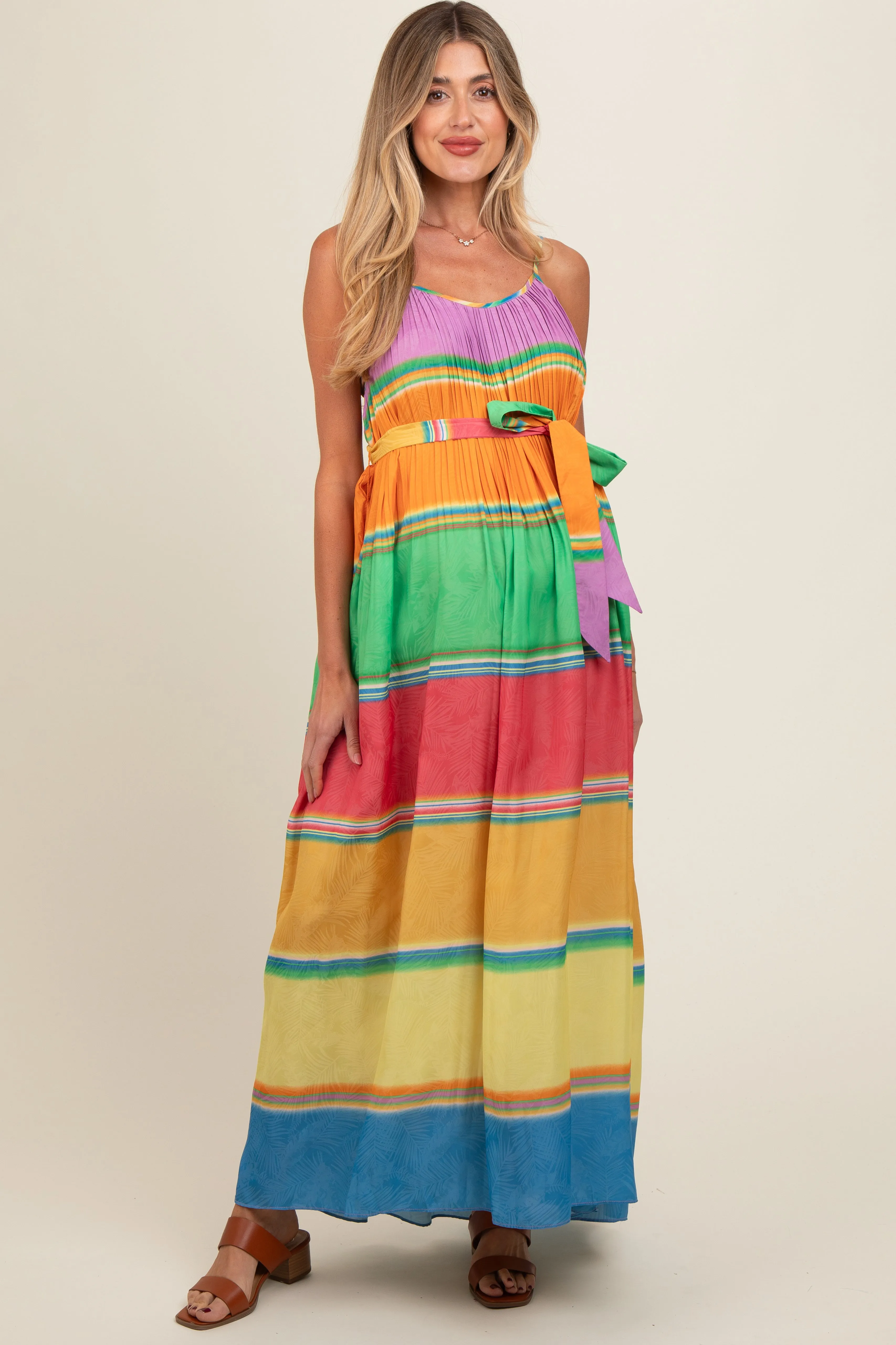 Multi Color Self Tie Adjustable Strap Maternity Dress sold by Pinkblush product image thumbnail 2