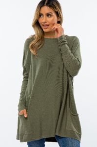 Olive Pocketed Dolman Sleeve Maternity Top sold by Pinkblush
