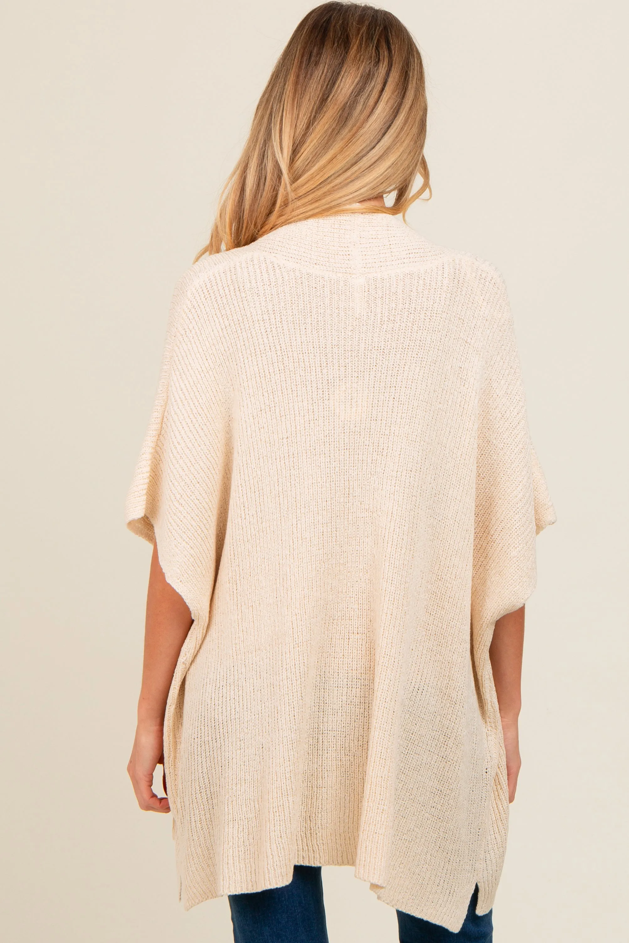 Beige Drop Shoulder Side Pocket 3/4 Sleeve Maternity Cardigan sold by Pinkblush product image thumbnail 3