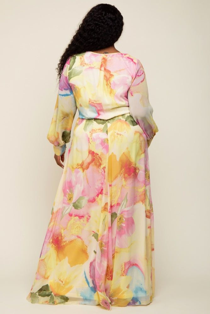 Pink Floral Chiffon Plus Maxi Dress sold by Pinkblush product image thumbnail 3