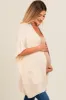 Beige Drop Shoulder Side Pocket 3/4 Sleeve Maternity Cardigan sold by Pinkblush
