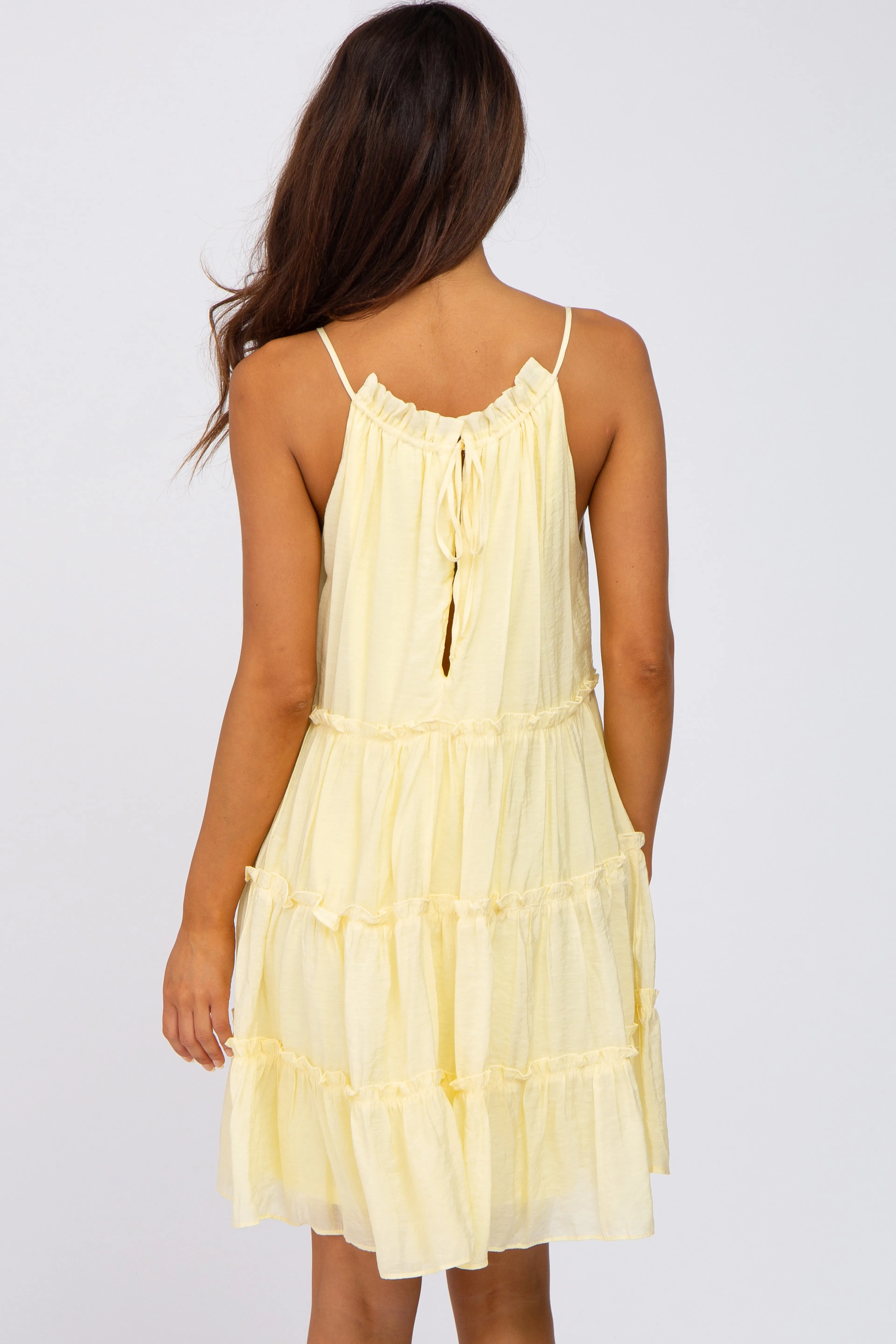 Yellow Tiered Ruffle Accent Mini Dress sold by Pinkblush product image thumbnail 3