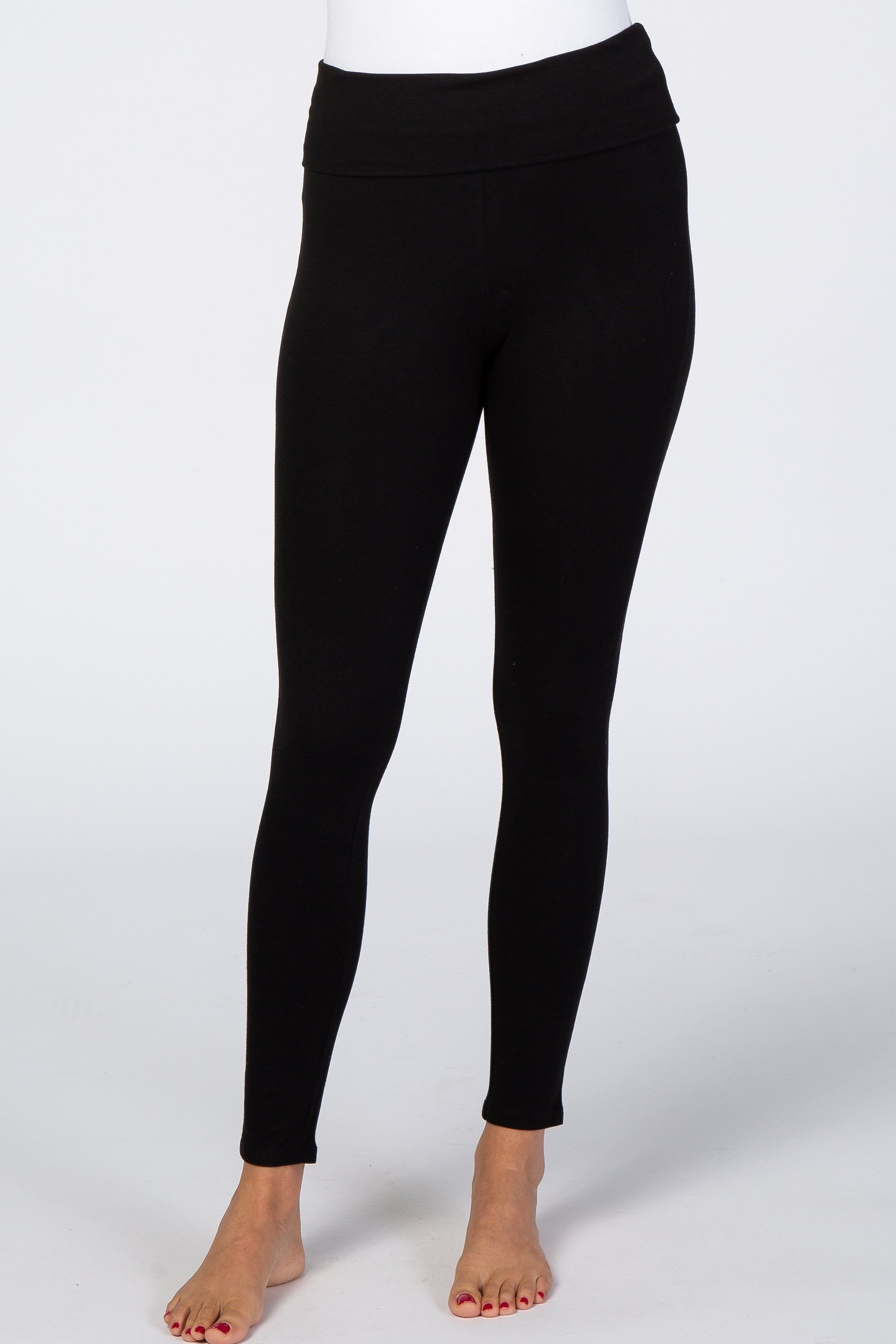 Black Foldover Waistband Leggings sold by Pinkblush product image thumbnail 2