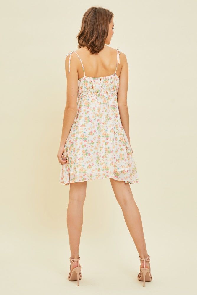 Ivory Chiffon Floral Cami Mini Dress sold by Pinkblush product image thumbnail 4