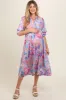 Lavender Paisley Print Tiered A-Line Maternity Midi Dress sold by Pinkblush