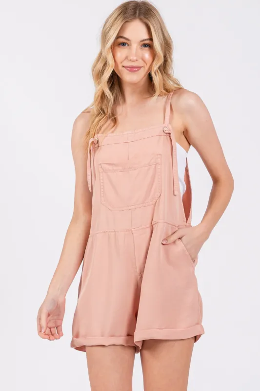 Light Pink Front Pocket Overall Shorts sold by Pinkblush