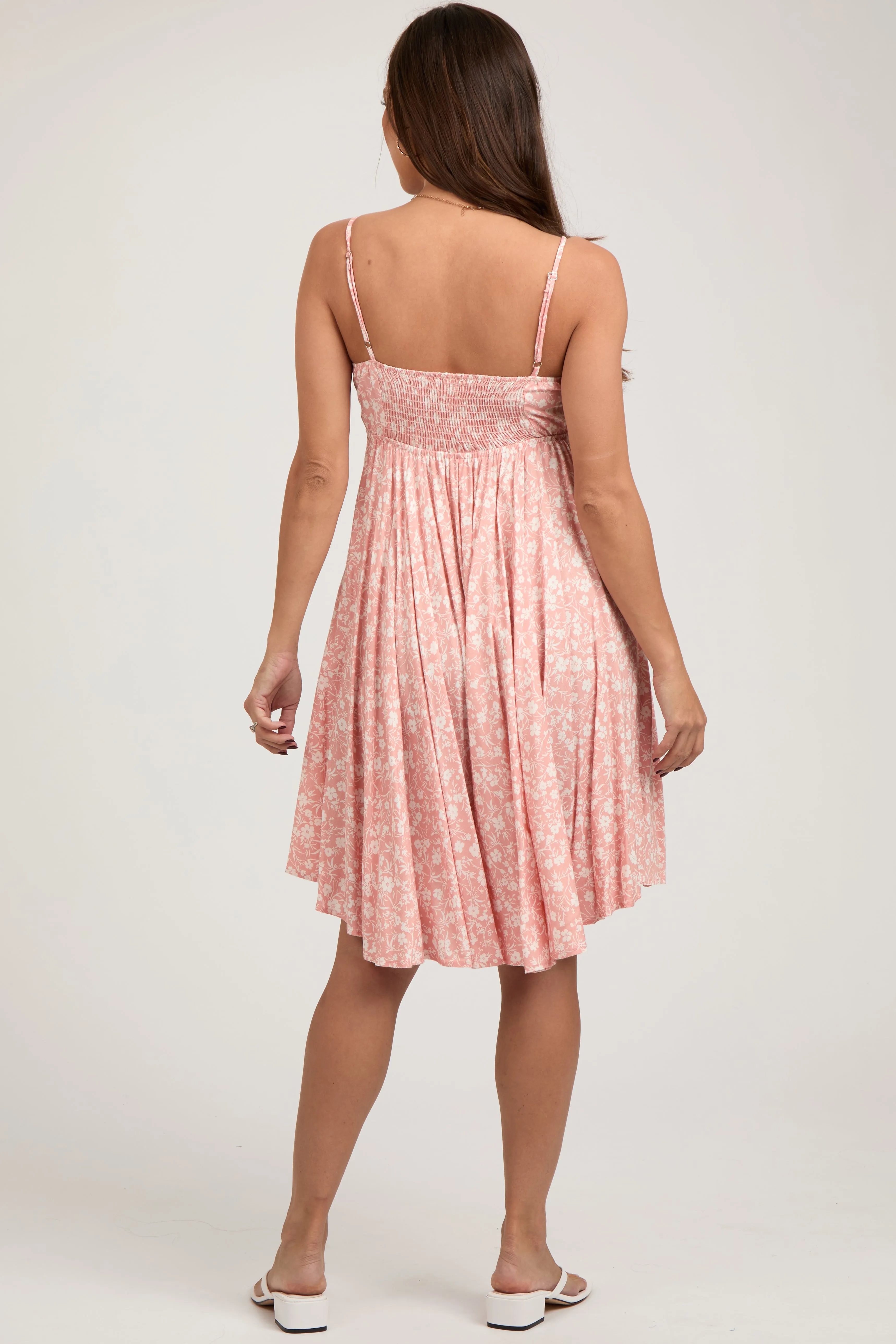 Peach Floral Sleeveless V-Neck Maternity Dress sold by Pinkblush product image thumbnail 5