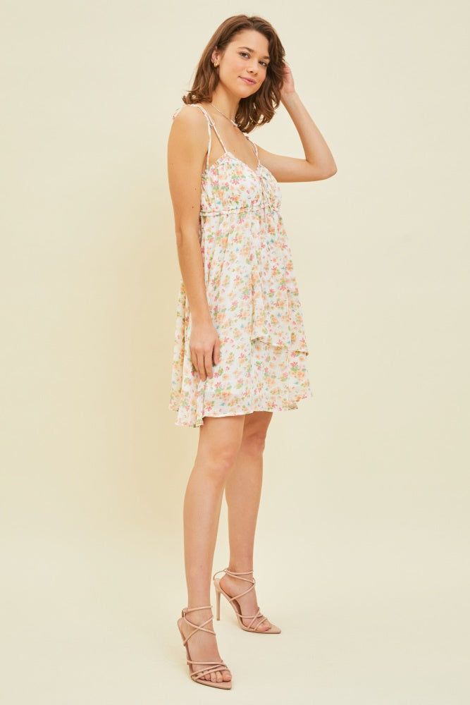 Ivory Chiffon Floral Cami Mini Dress sold by Pinkblush product image thumbnail 3