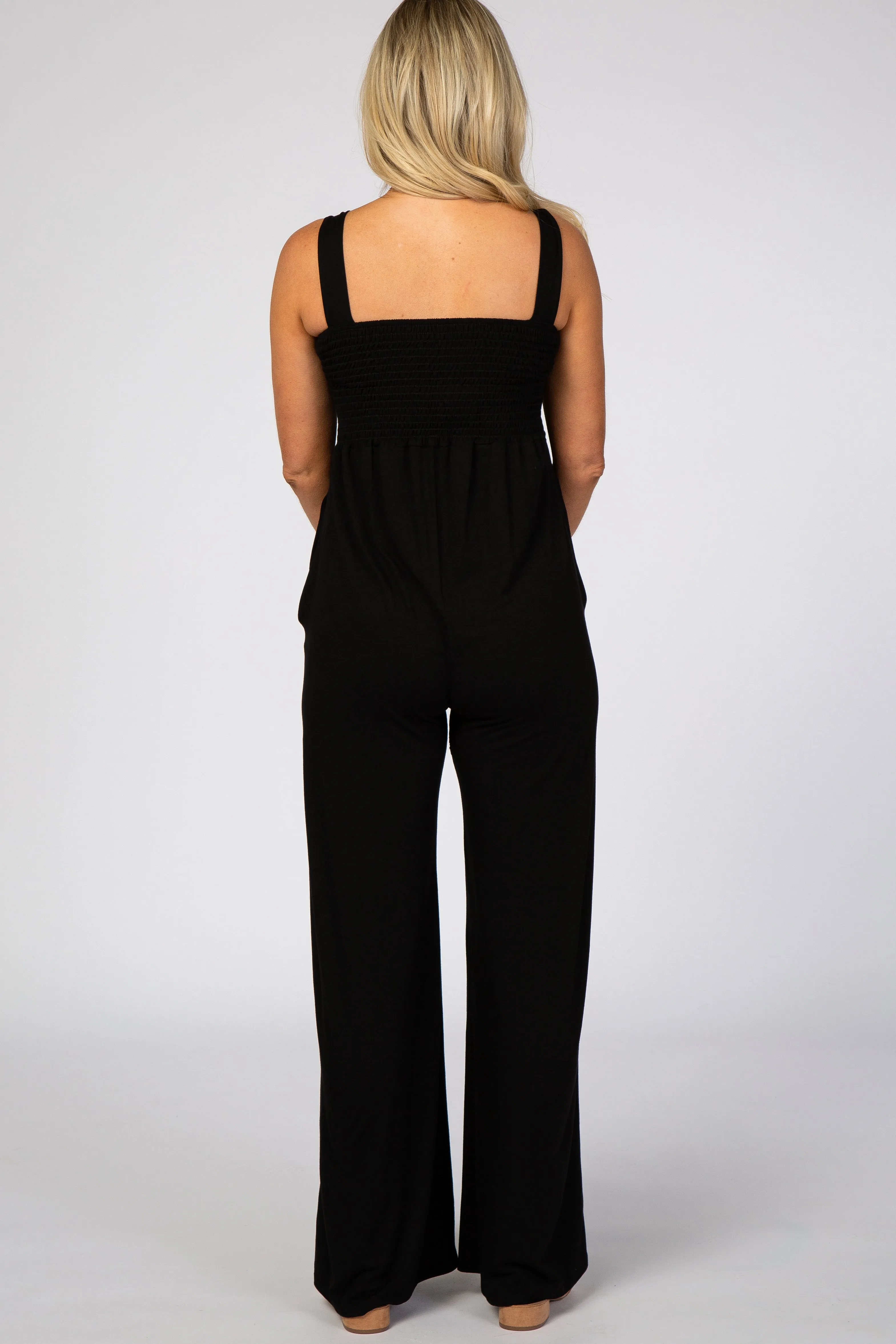 Black Sleeveless Wide Leg Maternity Jumpsuit sold by Pinkblush product image thumbnail 3