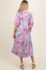 Lavender Paisley Print Tiered A-Line Maternity Midi Dress sold by Pinkblush