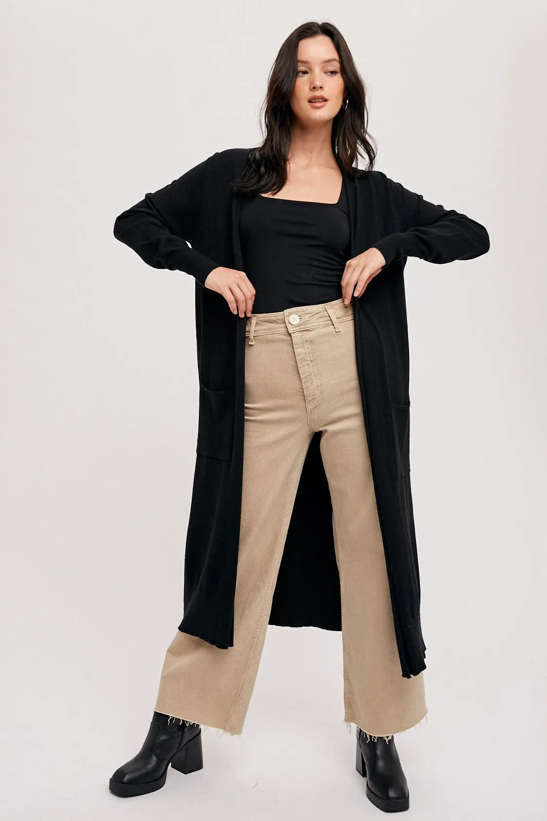 Black Long Cardigan sold by Pinkblush