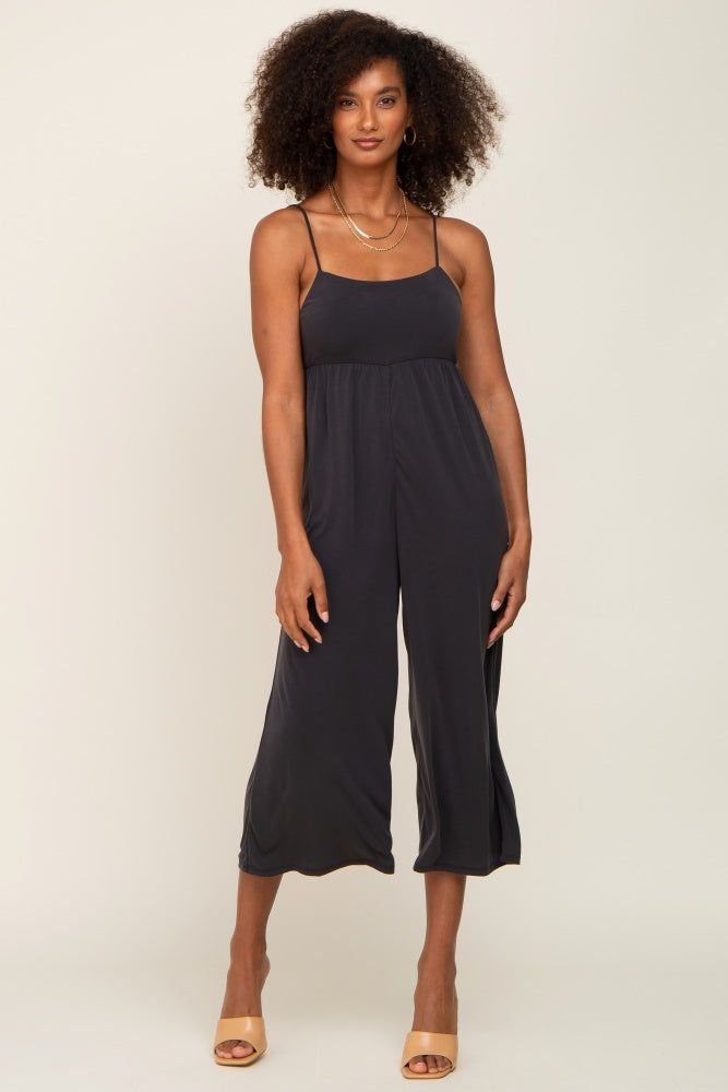 Black Sleeveless Cropped Jumpsuit sold by Pinkblush