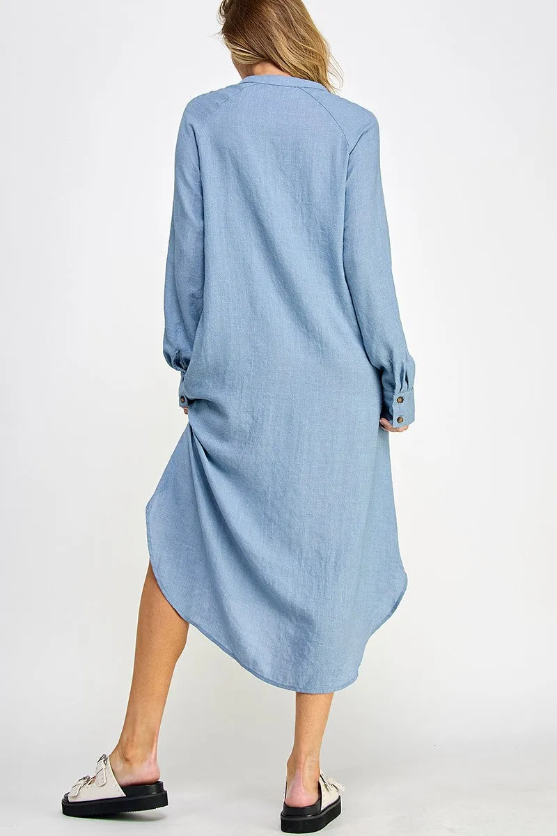 Blue Button Down Midi Dress sold by Pinkblush product image thumbnail 4