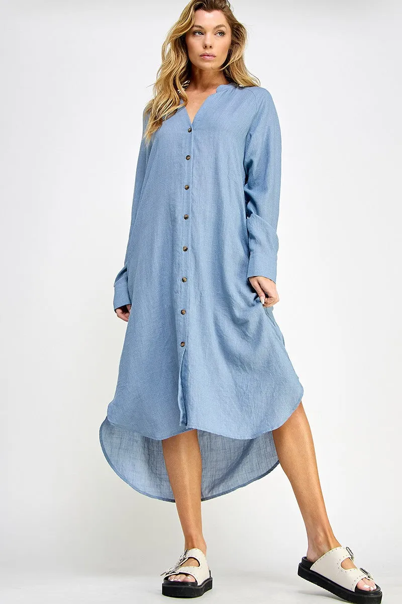 Blue Button Down Midi Dress sold by Pinkblush product image thumbnail 2