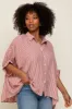 Red Striped Dolman Button Down Top sold by Pinkblush