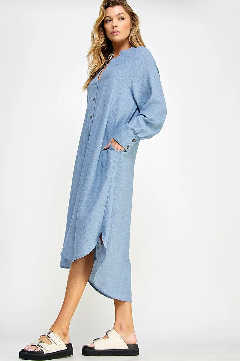 Blue Button Down Midi Dress sold by Pinkblush product image thumbnail 3