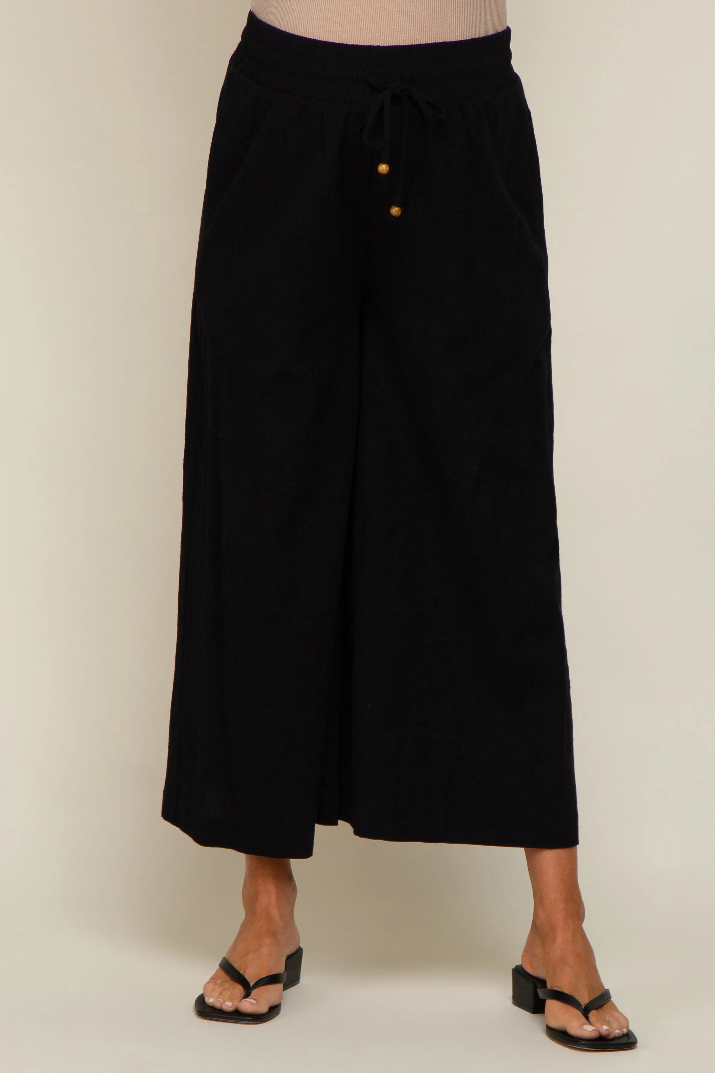 Black Drawstring Wide Leg Maternity Pants sold by Pinkblush product image thumbnail 2
