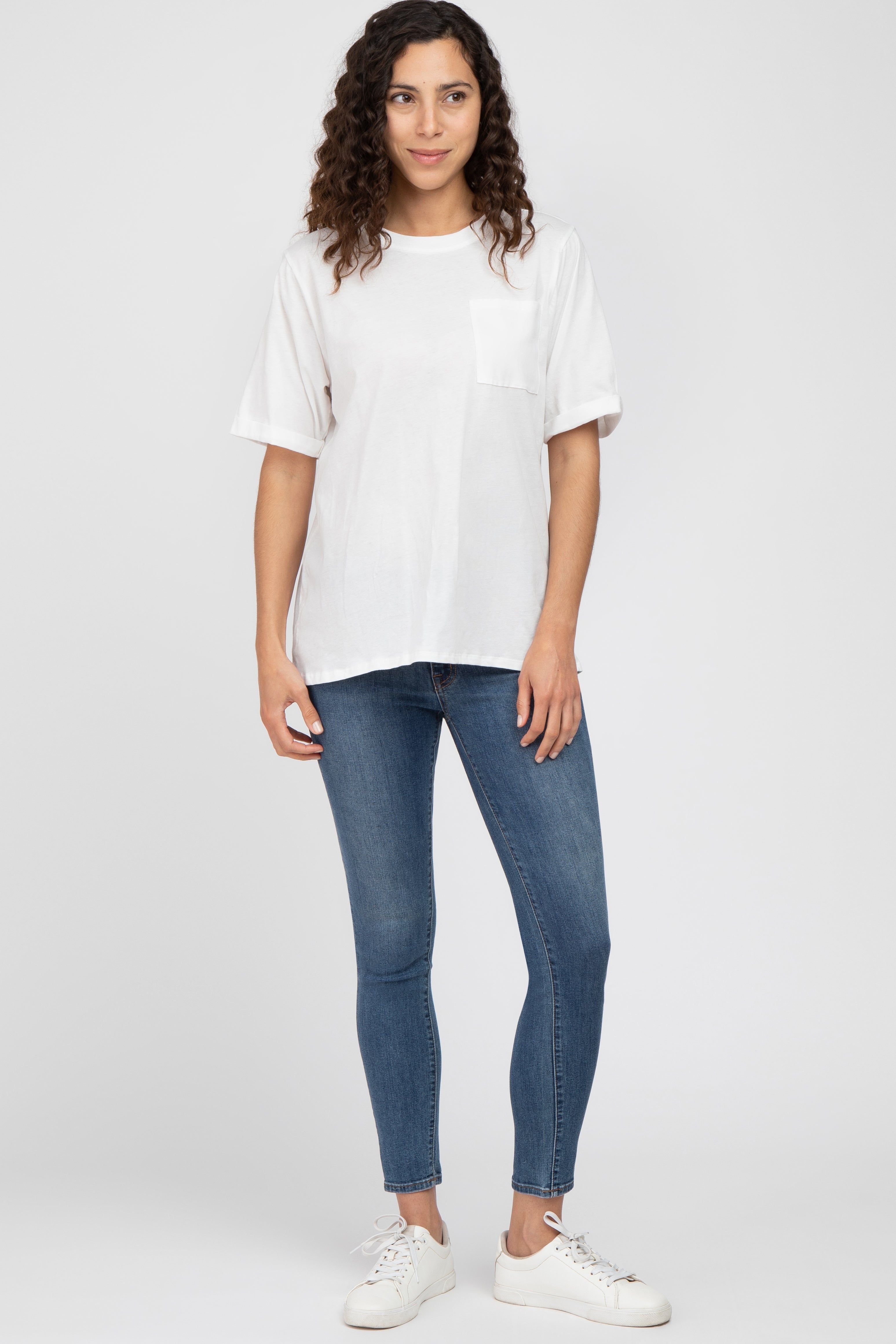 White Oversized Pocket Front Short Sleeve Top sold by Pinkblush product image thumbnail 4