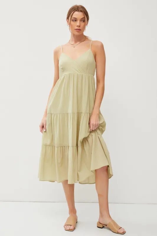 Light Olive Sleeveless Maxi Dress sold by Pinkblush