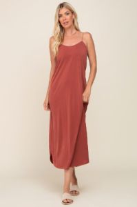 Rust Basic Midi Dress sold by Pinkblush