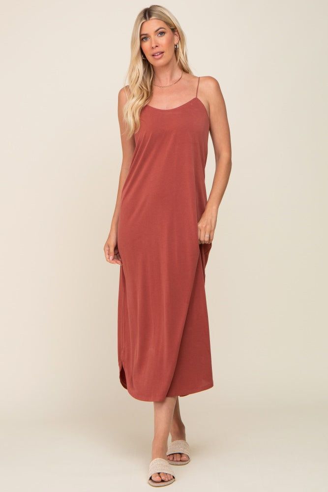Rust Basic Midi Dress sold by Pinkblush product image thumbnail 4