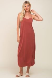 Rust Basic Midi Dress sold by Pinkblush